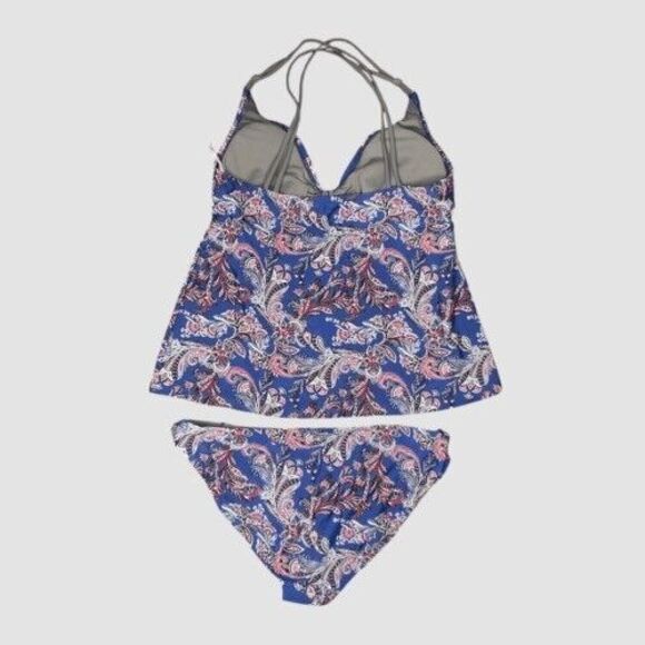 NWT Converse One Star Swimsuit Tankini/Bottom Women Size XL Blue/Gray Paisley - Picture 11 of 12